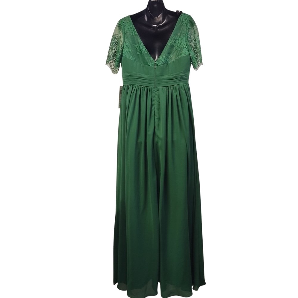 Lavetir Bridesmaid Dresses Green V-neck Lace Sleeves Long Wedding Size 14 NWT - Picture 3 of 11
